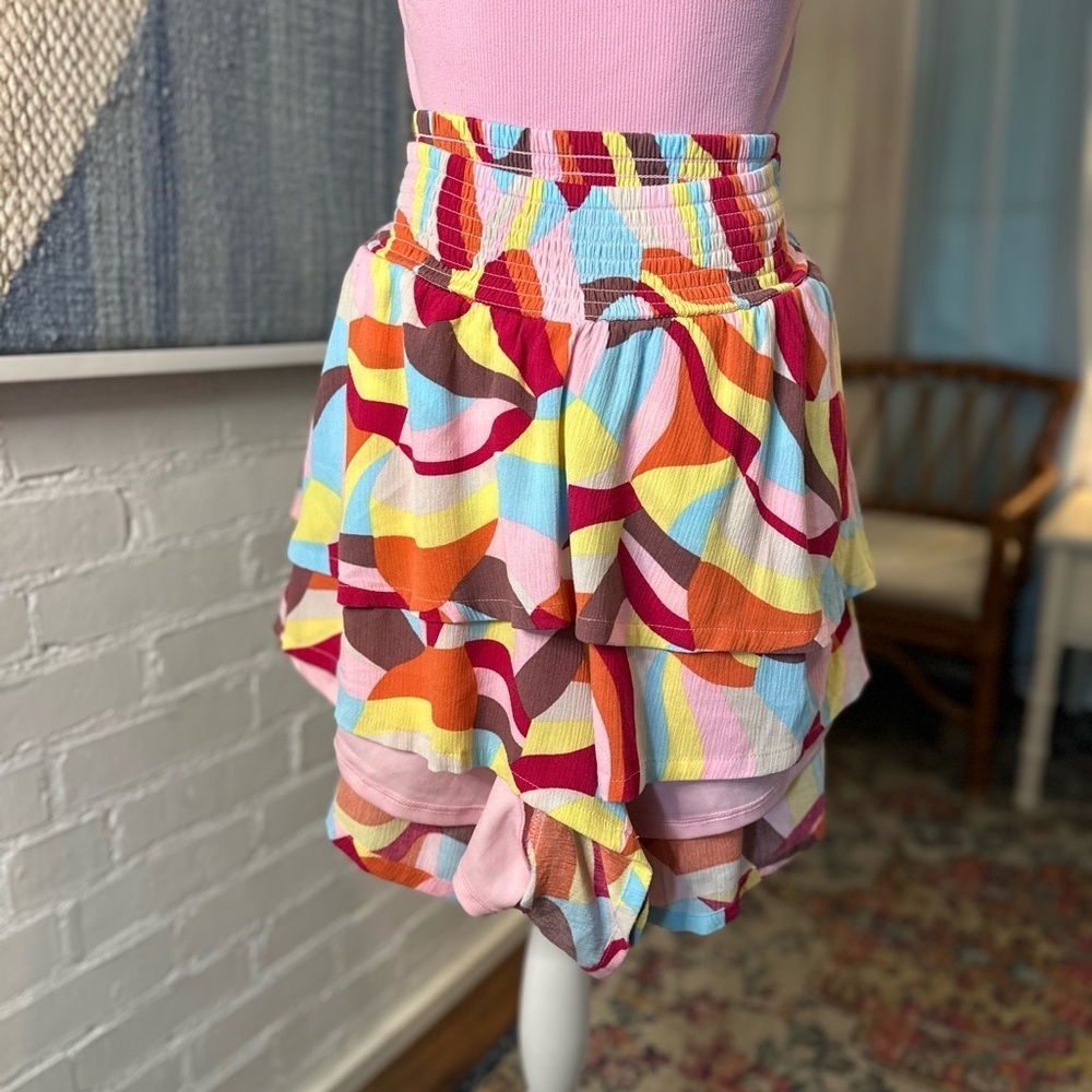 Torrid Bold Colorful Layered Ruffle Shorts - Picture 11 of 11